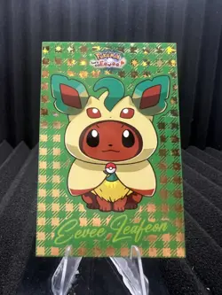 Eevee Leafeon Poncho - Gold Box Hit Holo - Let's Go Eevee Database- Pokemon Card - Image 1
