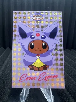 Eevee Espeon Poncho - Gold Box Hit Holo - Let's Go Eevee Database - Pokemon Card - Image 1