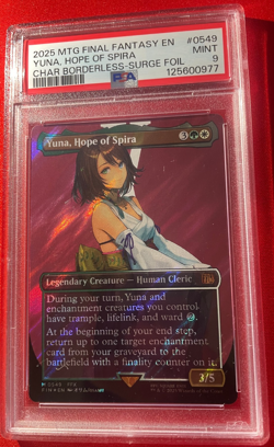 2025 MTG Final Fantasy Yuna, Hope of Spira Char Borderless-Surge Foil PSA 9 - Image 1