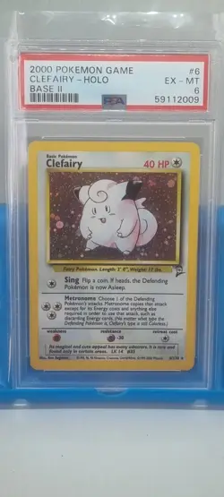 PSA 6 CLEFAIRY HOLO 6/130 2000 POKEMON BASE 2 / BASE II / BASE SET 2 Vintage TCG - Image 1