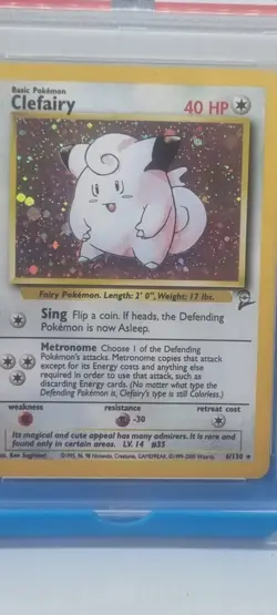 PSA 6 CLEFAIRY HOLO 6/130 2000 POKEMON BASE 2 / BASE II / BASE SET 2 Vintage TCG - Image 2