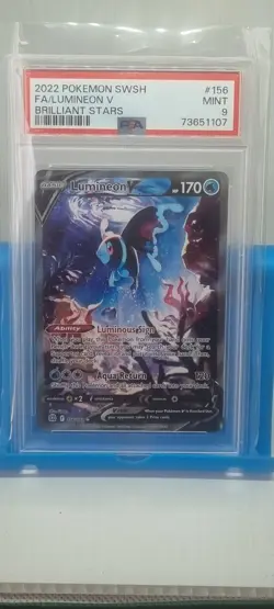 PSA 9 2022 POKEMON SWORD & SHIELD BRILLIANT STARS 156 FULL ART/LUMINEON V MINT - Image 1