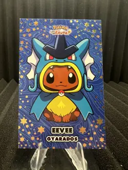 Eevee Gyarados Poncho - Gold Box Hit Holo - Let's Go Eevee Database - Pokemon - Image 1