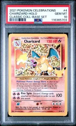 HOLO BLEED PSA 10 CHARIZARD 4 CELEBRATIONS CLASSIC COLLECTION POKEMON GEM MINT - Image 1