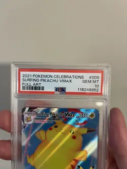 2021 POKEMON CELEBRATIONS #009 FULL ART/SURFING PIKACHU VMAX PSA 10 - Image 4