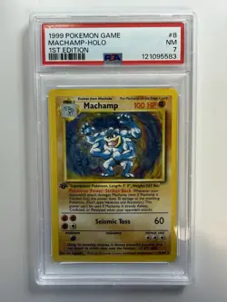 1999 POKEMON 1ST EDITION Machamp 8/102 Holo PSA 7 TRADING CARD GAME TCG - Image 1