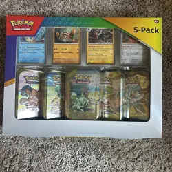Pokemon TCG Scarlet & Violet Paldea Friends 5 Mini Tins Set + 4 Promo Cards Box - Image 1