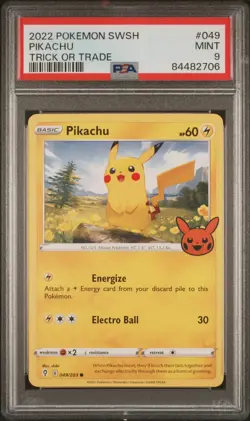 2022 Pokemon Trick Or Trade #049 Pikachu PSA 9 Card MINT! - Image 1