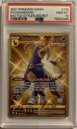 PSA 10 Houndoom 179/163 Pokemon TCG Battle Styles Gold Secret Rare Full Art Card - Image 1