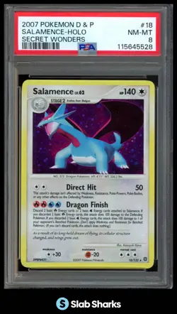 2007 POKEMON DIAMOND & PEARL SECRET WONDERS #18/132 SALAMENCE HOLO PSA 8 - Image 1