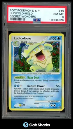 2007 POKEMON DIAMOND & PEARL SECRET WONDERS #13/132 LUDICOLO HOLO PSA 8 - Image 1