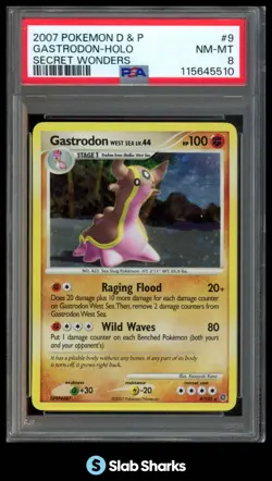 2007 POKEMON DIAMOND & PEARL SECRET WONDERS #9/32 GASTRODON WEST SEA HOLO PSA 8 - Image 1