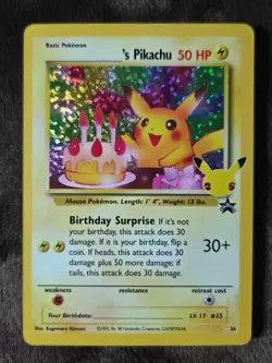 NM Condition 2021 Pokemon Celebrations Birthday Pikachu Holo Black Star #24 - Image 1