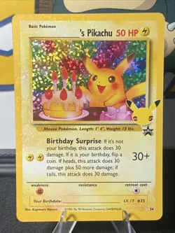 Birthday Pikachu 24/53 Pokemon TCG Celebrations: Classic Collection Holo - Image 1