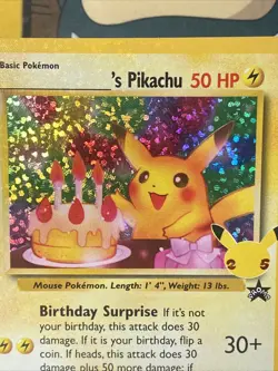 Birthday Pikachu 24/53 Pokemon TCG Celebrations: Classic Collection Holo - Image 3