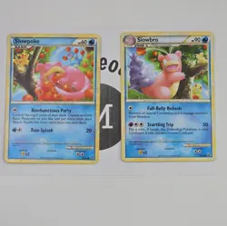 Slowpoke 66/90 and Slowbro 38/90 Pokemon TCG Undaunted 2010 LP Lot of 2 - Image 1
