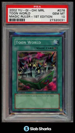 2002 YU-GI-OH! MAGIC RULER NORTH AMERICAN ENGLISH 1ST EDITION TOON WORLD PSA 10 - Image 1