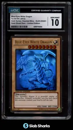 2012 YU-GI-OH BLUE EYES WHITE DRAGON HAUNTED MINE GOLD GHOST RARE CGC 10 - Image 1