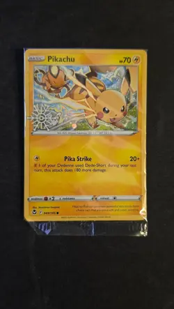 Sealed Pikachu 49/195 Cosmos Holo (Snowflake Stamp) Silver Tempest Pokemon Card - Image 1
