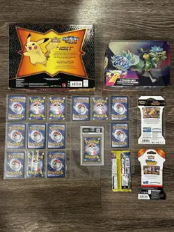 Pokemon Card Lot Of 14 Pikachu Cards, 1 Box, 1 Tin & 3 Pikachu Related Packs! 🔥 - Image 2