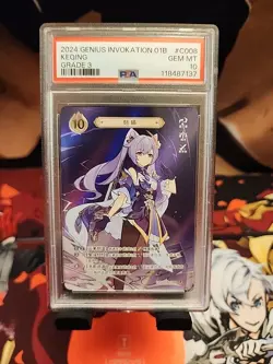 PSA 10 Genshin Impact Keqing GCG01B-C008 (3) Genius Invokation TCG Card - Image 1
