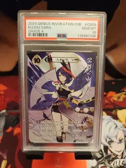 PSA 10 Genshin Impact Kujou Sara GCG01B-C009 (4) Genius Invokation TCG Card - Image 1
