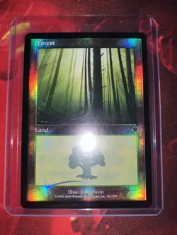 1x Forest (347) FOIL Invasion Basic Land MAGIC THE GATHERING - MTG VINTAGE - Image 2