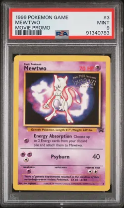 Pokemon Mewtwo 1999 Pokemon Game Movie Promo #3 PSA 9 Mint - Image 1