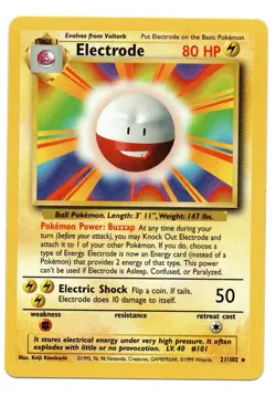 Pokemon Electrode 21/102 Base Set Unlimited Regular Rare NM - Image 1