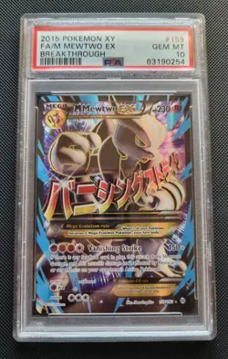 Pokemon M Mewtwo EX 159/162 Full Art 2015 XY Breakthrough PSA 10 GEM MINT - Image 1