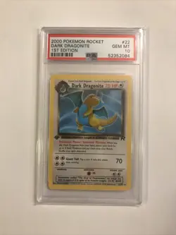 2000 Pokemon PSA 10 Team Rocket 1st Ed. Dark Dragonite NON-HOLO #22 Fresh Grade - Image 1
