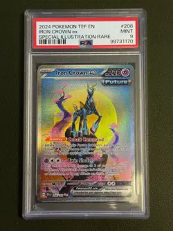 2024 Pokemon SV Temporal Forces TEF EN Iron Crown ex #206/162 PSA 9 - Image 1
