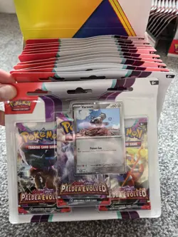 Pokemon Paldea Evolved Triple Blister 3 Pack New & Sealed x 12. Fast Shipping - Image 1
