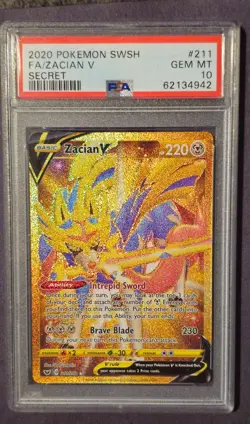 2020 Pokemon TCG Zacian V FA 211/202 Secret Rare Swsh GEM MINT PSA 10 - Image 1