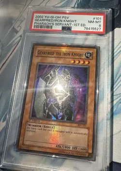 2002 Yugioh GEARFRIED THE IRON KNIGHT PSV-101 1st Edition PSA 8- Holo Foil Bleed - Image 2