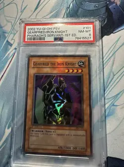 2002 Yugioh GEARFRIED THE IRON KNIGHT PSV-101 1st Edition PSA 8- Holo Foil Bleed - Image 5
