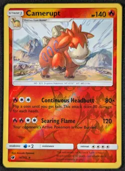 Camerupt 2017 Crimson Invasion Reverse Holo Rare Pokemon Card 14/111 (NM) - Image 1