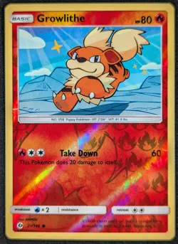 Growlithe 2017 Sun & Moon Reverse Holo Pokemon Card 21/149 (NM) - Image 1