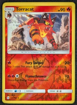 Torracat 2017 Sun & Moon Reverse Holo Pokemon Card 25/149 (NM) - Image 1