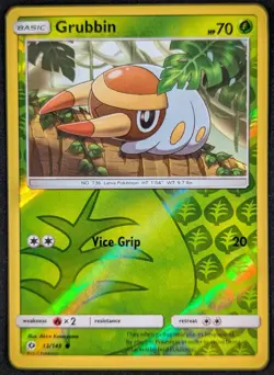 Grubbin 2017 Sun & Moon Reverse Holo Pokemon Card 13/149 (NM) - Image 1