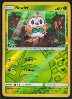 Rowlet 2017 Sun & Moon Reverse Holo Pokemon Card 9/149 (NM) - Image 1