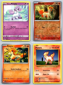 (4) Galarian Ponyta Pokemon Card Lot Reverse Holo SV English TCG Collection - Image 1