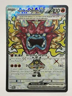 Pokemon Hearthflame Mask Ogerpon EX Holo Card 192/167 Twilight Masquerade - Image 1