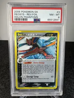 DEOXYS REVERSE FOIL 3/110 EX HOLON PHANTOMS STAMPED POKEMON 2006 ENGLISH PSA 8 - Image 1