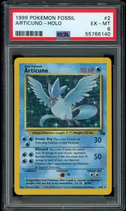PSA 6 Articuno Pokemon Card Holo WOTC 2/62 Fossil Set Rare Vintage 1999 EX-MT - Image 1