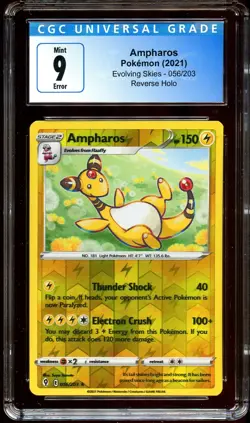 CGC 9 MINT Ampharos 056/203 ERROR Partial Double Printing Pokemon Card 013 - Image 2
