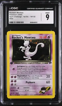 CGC 9 MINT Rocket's Mewtwo Gym Challenge 1st Edition 14/132 Holo Pokemon Card - Image 1