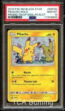 PSA 10 GEM MINT Pikachu SM162 Great SWIRL Team Up HOLO PROMO Pokemon Card 843 - Image 1
