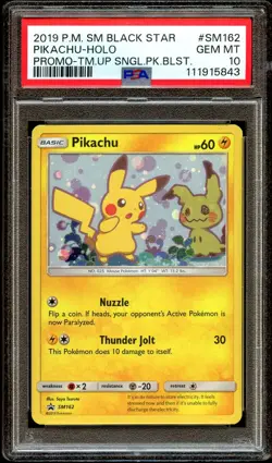 PSA 10 GEM MINT Pikachu SM162 Great SWIRL Team Up HOLO PROMO Pokemon Card 843 - Image 2