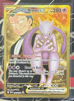 Pokemon TCG - Team Rockets Mewtwo EX #240/182 Gold Card! NM!! - Image 1